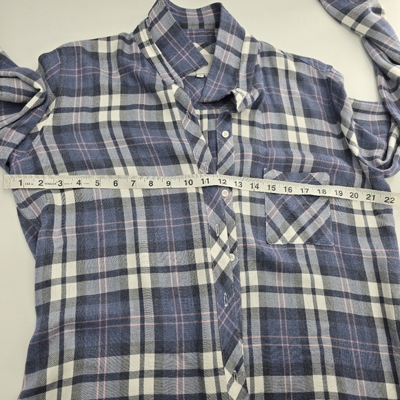 Rails blue pink plaid button down long sleeve shirt size Large - Picture 5 of 6